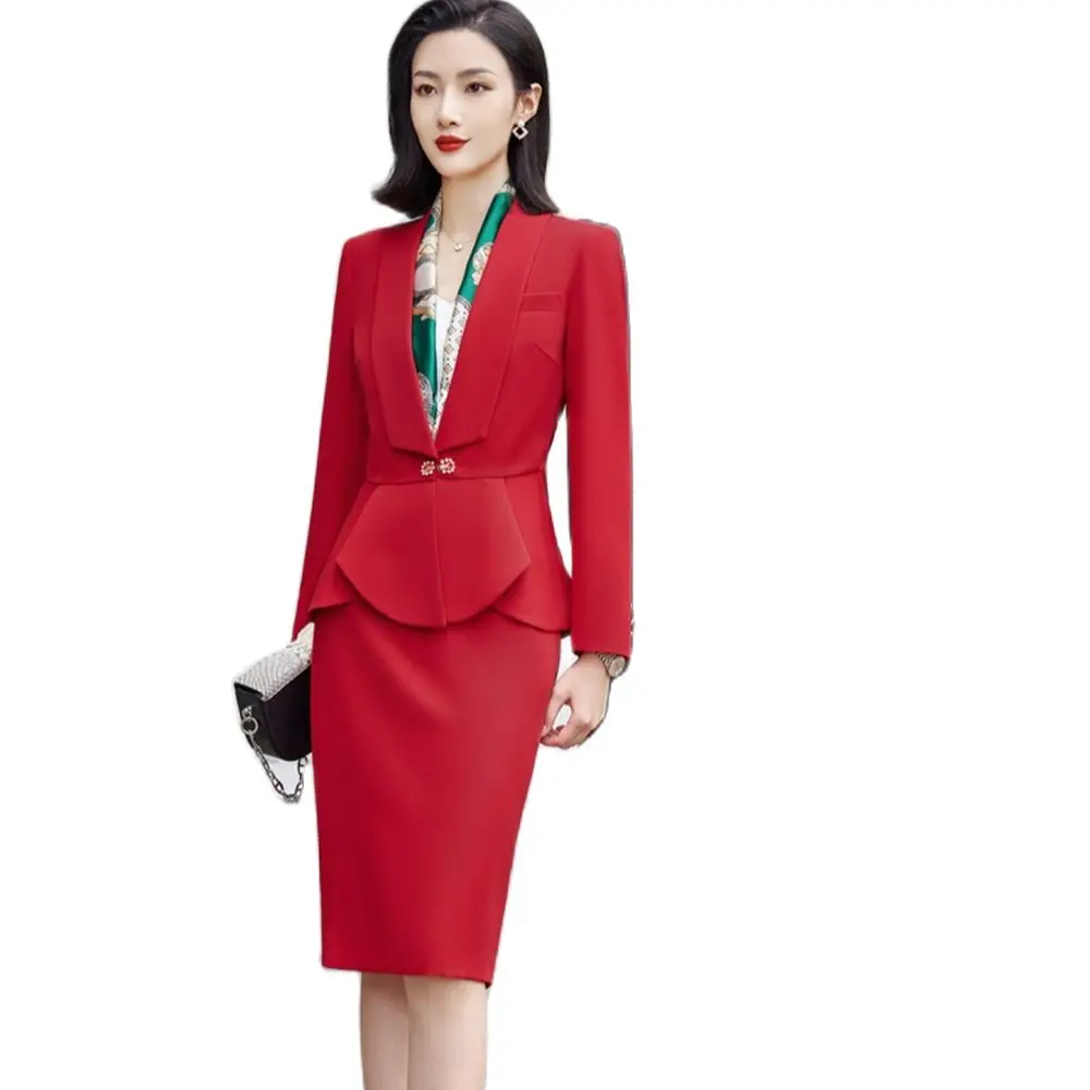 High end red white black small suit women's 2022 autumn and winter new fashion temperament suit women's professional casual dres