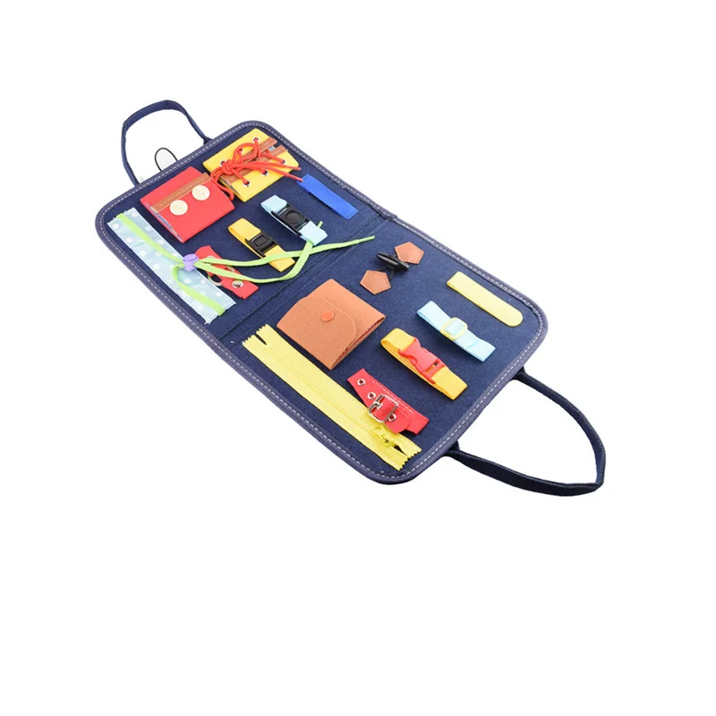 

Baby Montessori Wooden Toy Felt Busy Package Brain Game Learn To wear Shoe Lace Bag Early Education EducationAl Toy Foy Children