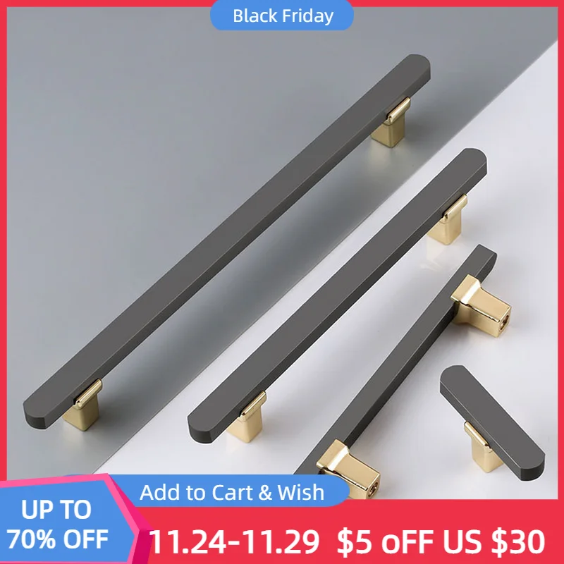 

Nordic Furniture Cabinet Handle Grey Gold Solid T Bar Luxury Kitchen Cupboard Drawer Wardrobe Door Pull Room Home Round Knobs