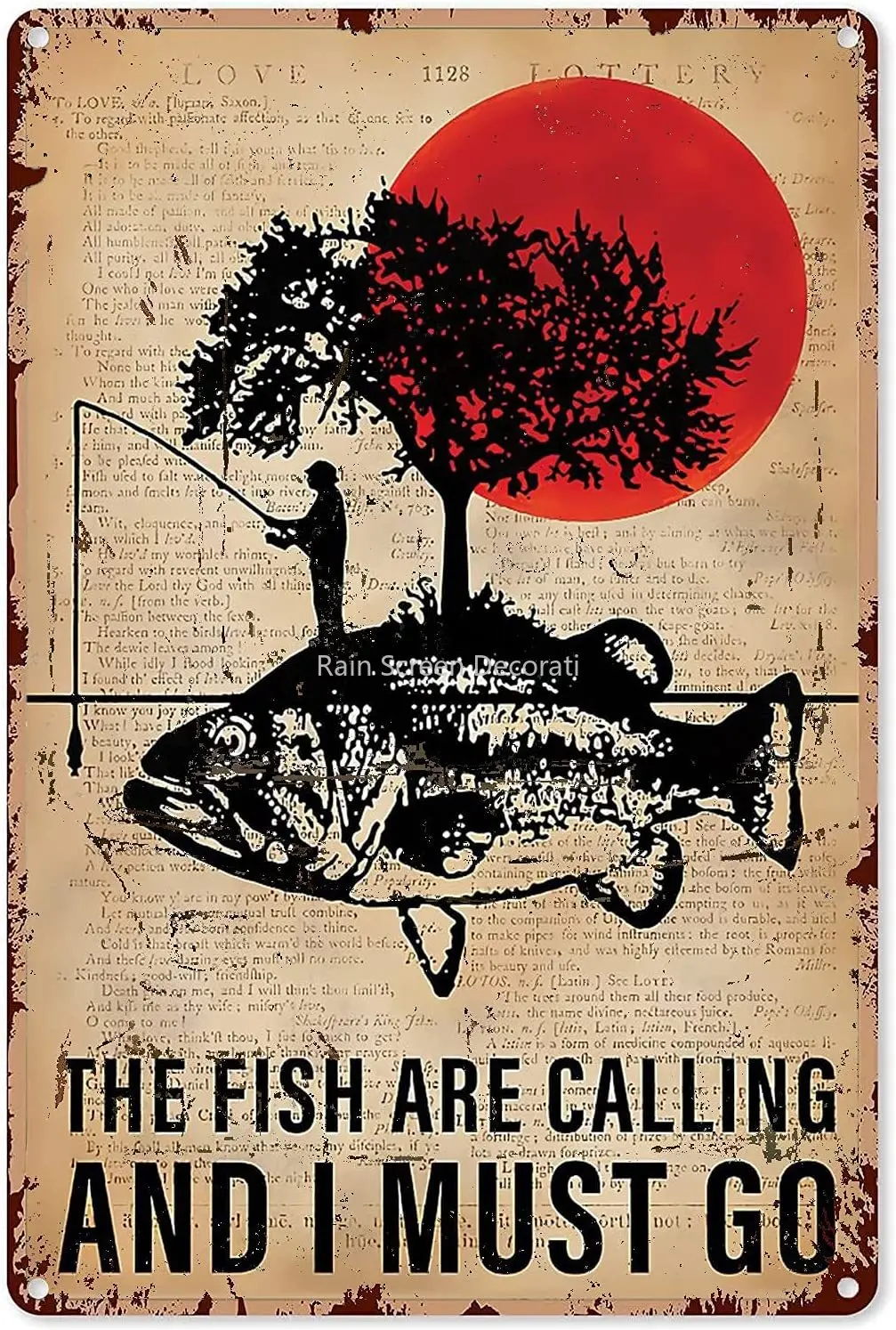 

Nostalgia Fisherman Fishing Metal Sign Vintage Home decor The Fish Are Calling I Must Go Tin Poster Wall decoration Plaque