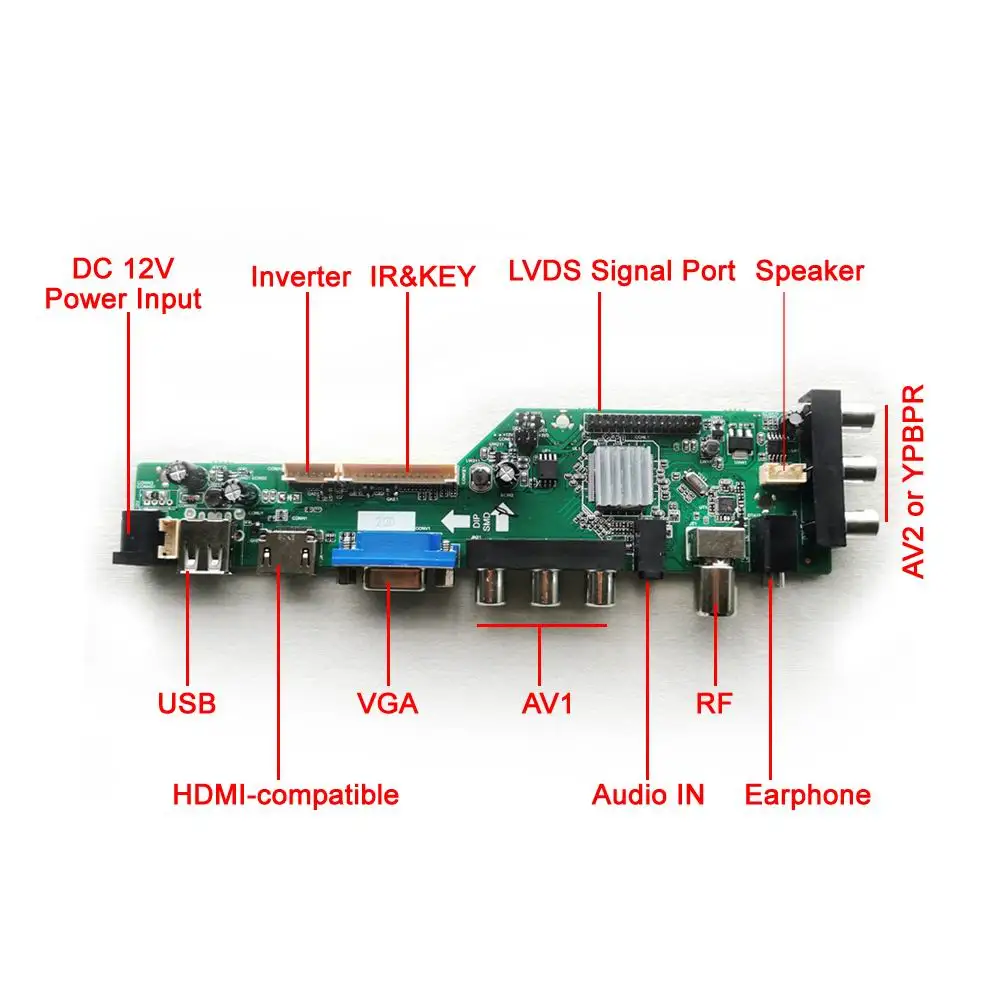 Комплект для BT156GW01 V.4 LVDS 40 Pin AV USB HDMI-совместимый VGA цифровой сигнал DVB 15 6 &quot1366 768