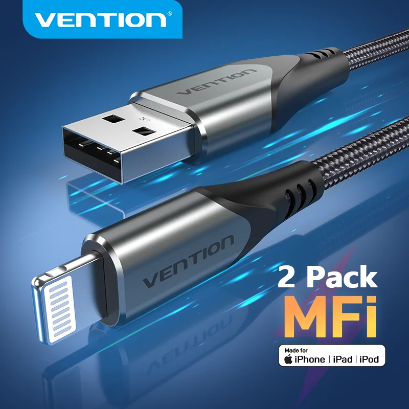 

Vention MFi USB для Lightning Кабель для iPhone 14 13 12 11 Pro Max 2.4A Быстрая зарядка для iPhone зарядное устройство для iPad телефон шнур для передачи данных