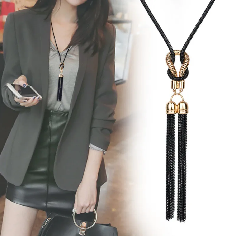 

New Arrival Female Pendant Necklace Tassel Long Winter Sweater Chain Necklace Women Necklaces Wholesale Sales бижутерия