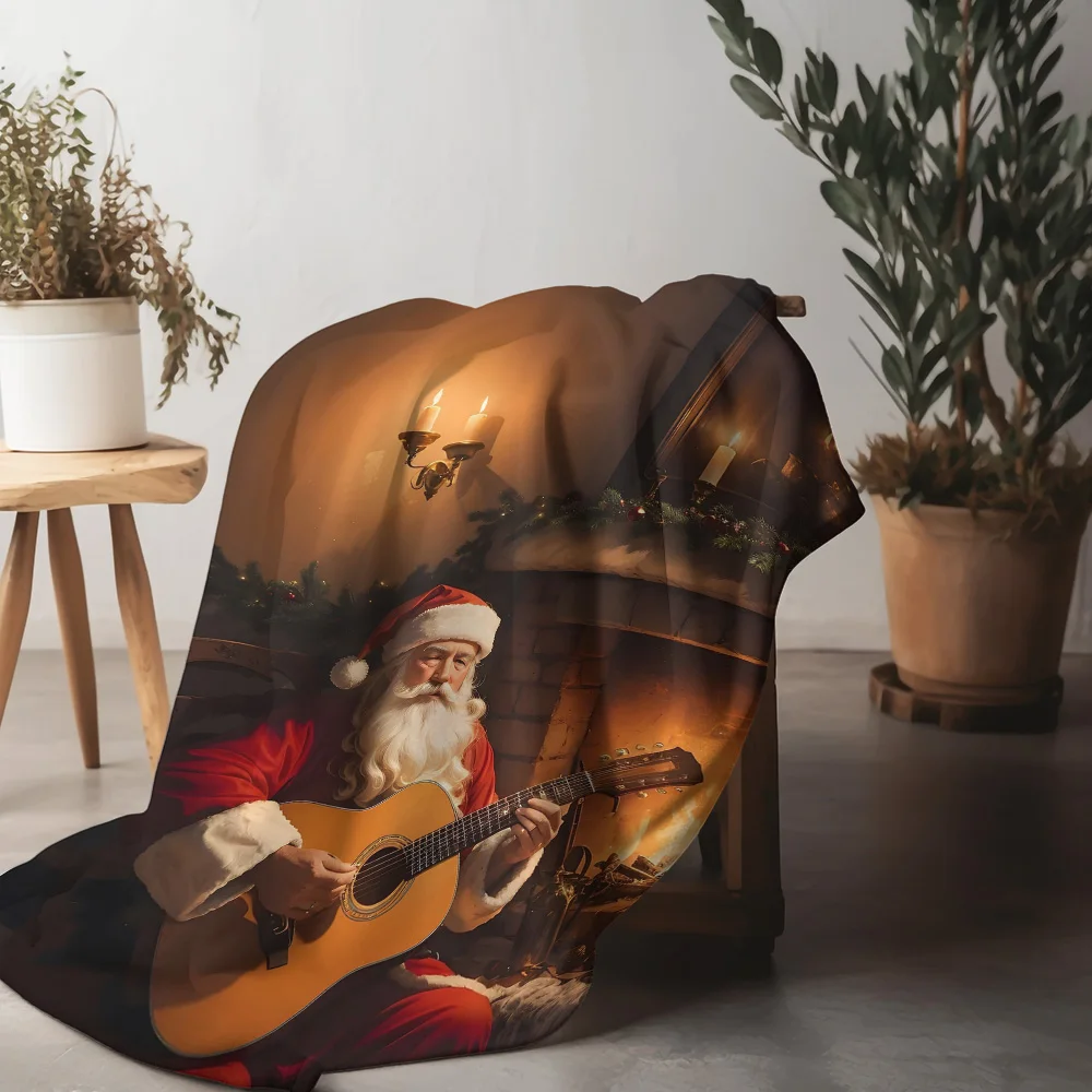 

Теплый плюшевый плед Tuniu Санта Клаус на гитаре