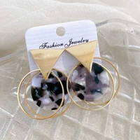 new golden geometric earrings ins wind acetate leopard print round high end earrings sweet cool fashion girl jewelry gift