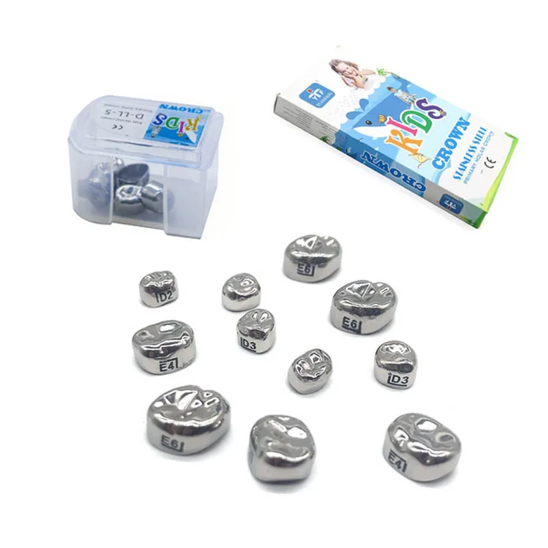 

5Pcs/Box Dental Teeth Crown Kids Preformed Primary Molar Stainless Steel Temporary Crowns 1st 2nd Upper Lower Teeth Whitening