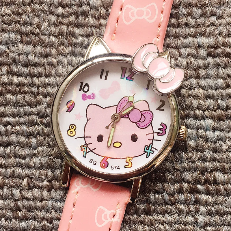 

Новинка 2022, детские часы Hello Kitty, лидер продаж, часы с ремешком, милые Мультяшные кварцевые часы для девочек