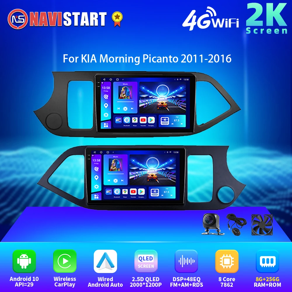 

NAVISTART 2K 2000*1200 Car Radio Multimedia Navigation For KIA Morning Picanto 2011-2016 Android Auto 4G WIFI GPS No DVD Player