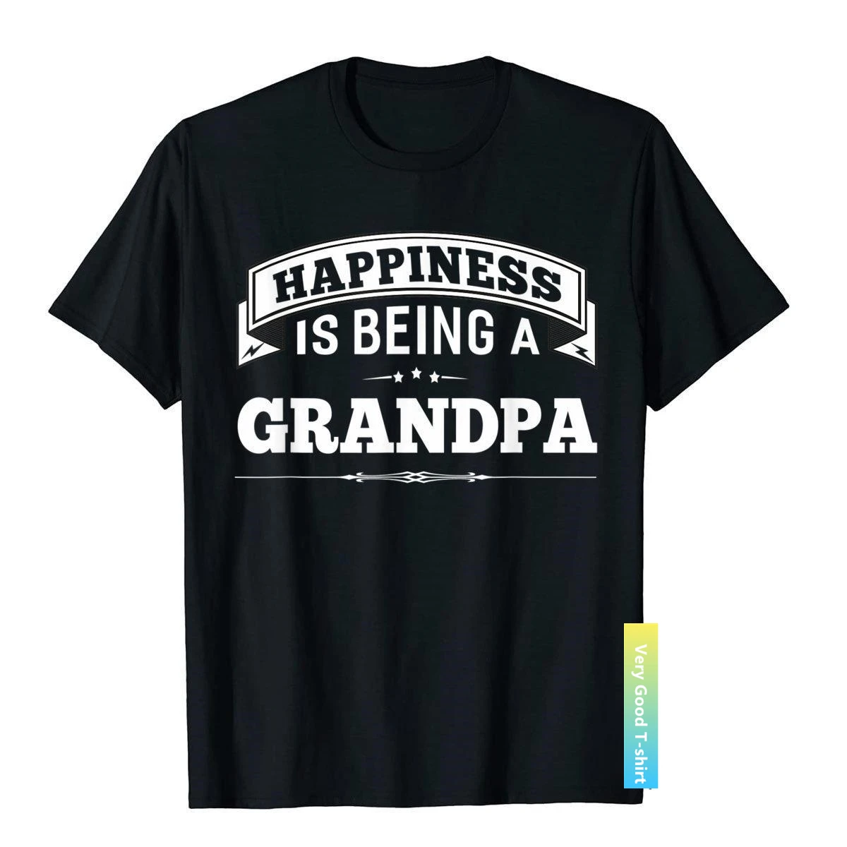 

Happiness Is Being A Grandpa Men Top Fathers Day Gifts T-Shirt Classic Top T-Shirts Prevailing Tops Shirt Cotton Men Fitness