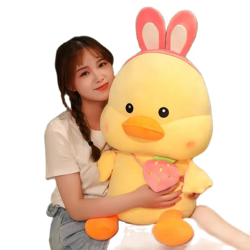 

28-70Cm Creative Strawberry Duck Cute Animal Plush Toy Resting Sofa Cushions Birthday Gifts For Friends Accompany Sleeping Dolls