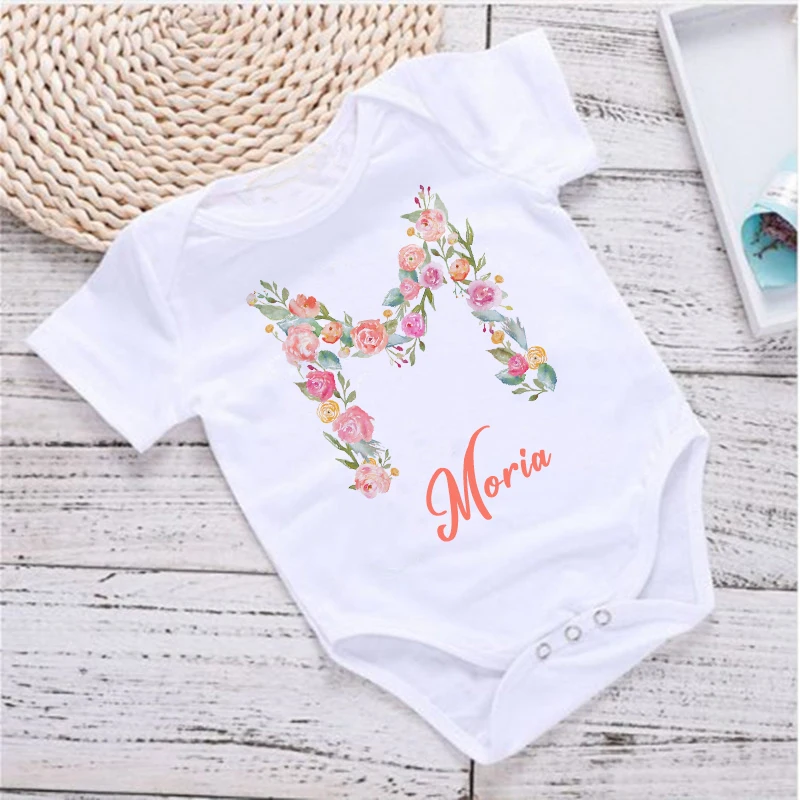 

Personalised New Baby Girl Clothes Custom Initial with Name Infant Bodysuits Baby Infant Shower Gifts Newborn Toddler Jumpsuits