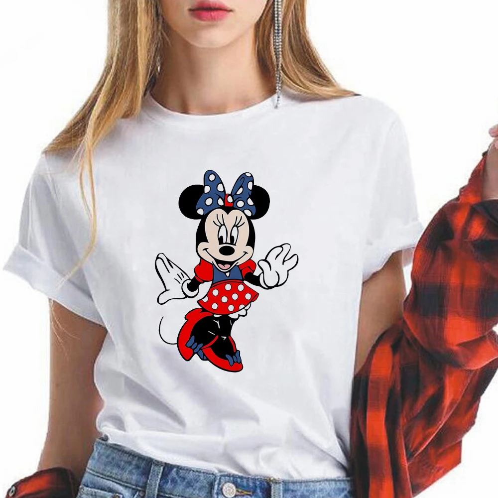 

Disney Minnie Mouse Happy 4th of July Clothes Aesthetic Fashion American Style Womens T-shirt Urban Casual Vacation Tops Tees