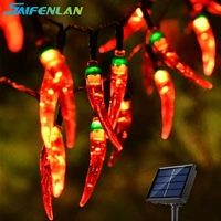 5712m led solar red chili lights outdoor garden decorative light christmas pepper string lights wedding party holiday decor