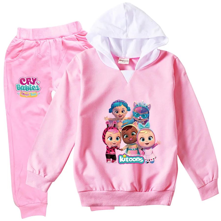 

2023 Cry Babies Clothes Kids Cute Hoodie Pants 2pcs Set SportSuit Boys Tracksuits Girls Clothing Sets 2-15Y