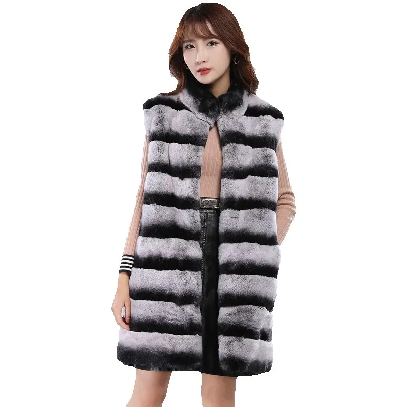 2023 new Totoro rabbit hair cyan purple blue clothing female Rex rabbit real hair thickened chinchilla vest