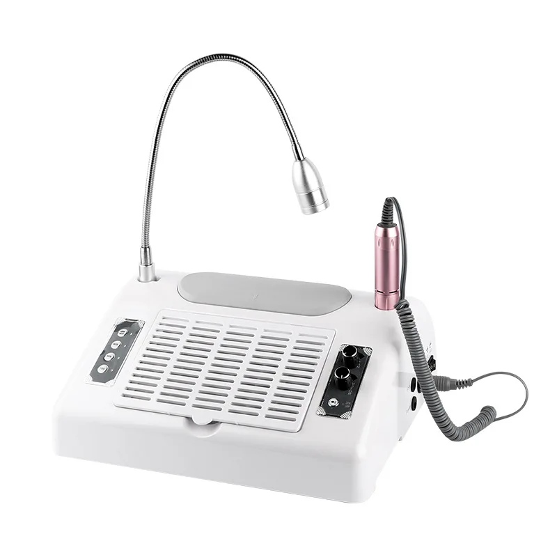 High Power 80W 5 In 1 Nail Dust Collector Electric Dust Cleaner Strong Nail Drill Handpiece Nail Dryer Vacuum with LED Light