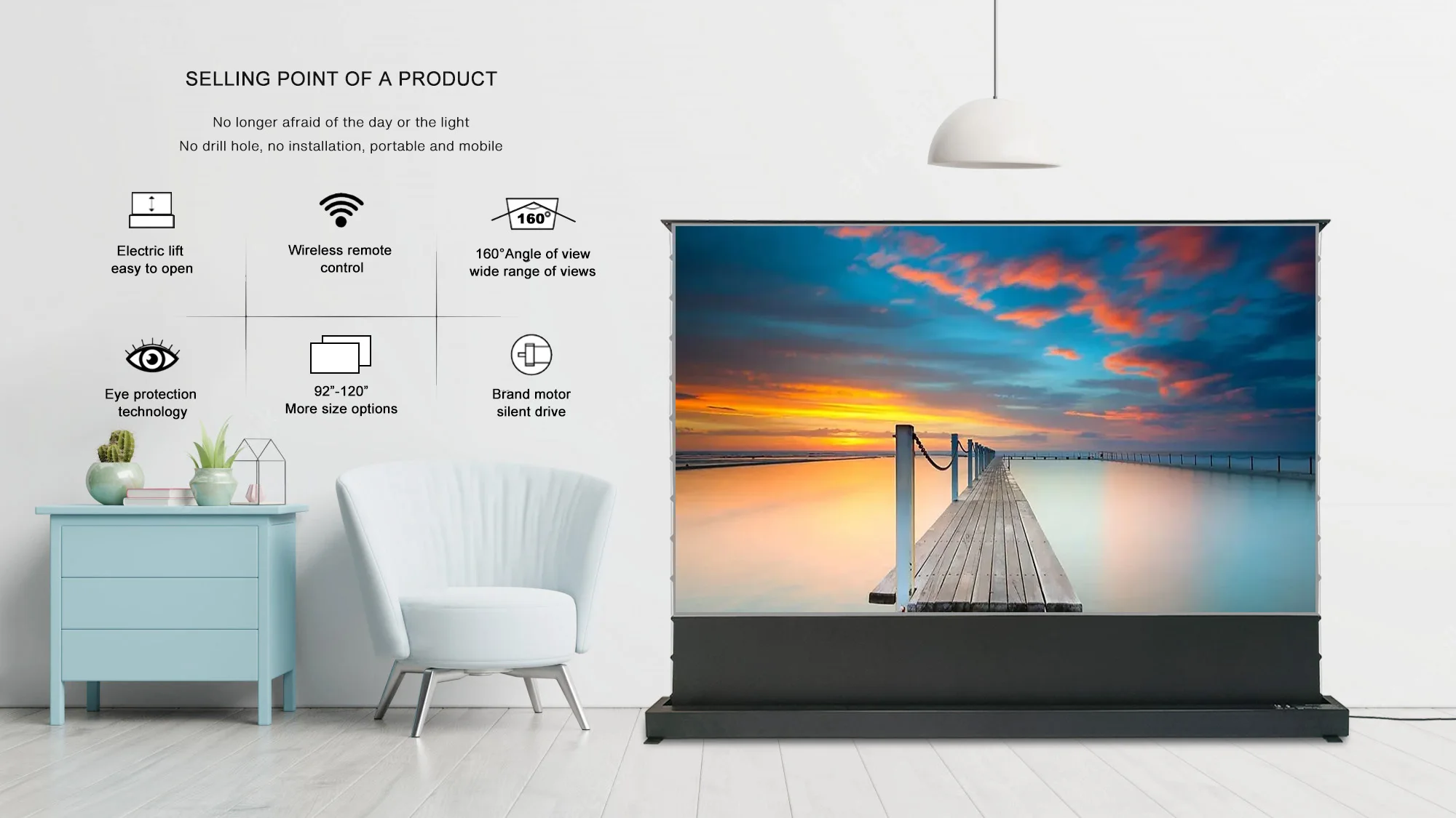 Самовосстанавливающийся Электрический проекционный экран Future 120 дюйма