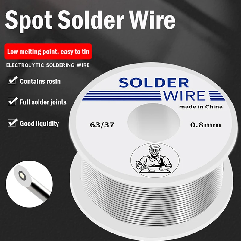 50g Welding Solder Wire High Purity Low Fusion Spot 0.8/1mm Soldering Roll Lead Tin Melt Rosin Core |