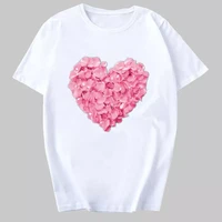 pink heart flower print t shirt women casual funny tshirt gift 90s lady girl female t shirts streetwear tee hipster top clothing