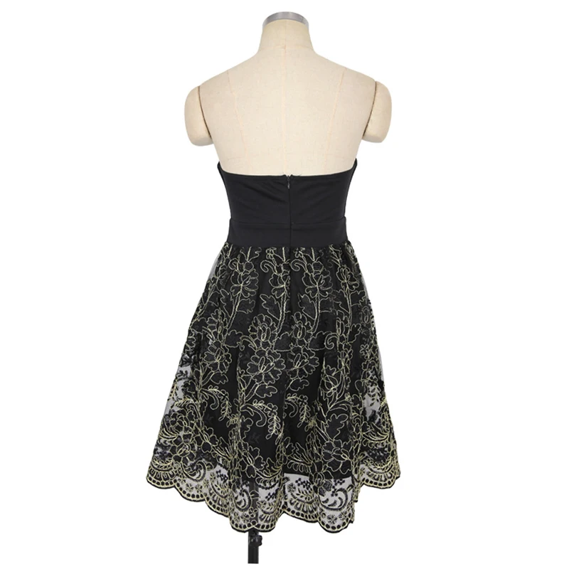 Мини-платье женское летнее кружевное без рукавов с высокой талией и открытой