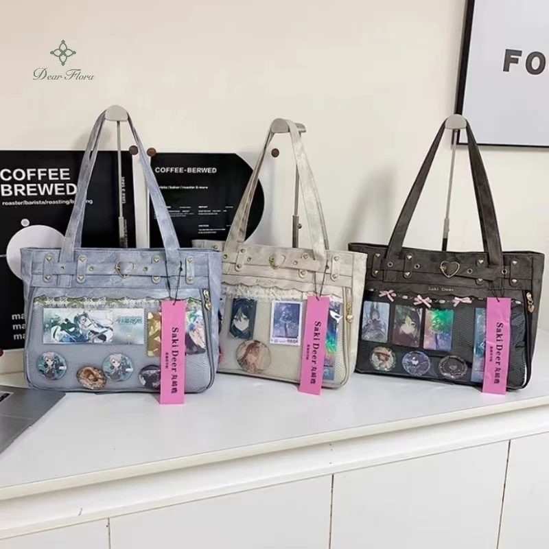 Y2k Уличная одежда для девочек сумки Ita крутая прозрачная сумка на плечо большой