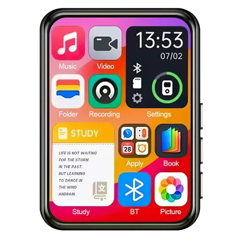 MP3-плеер 32/64 ГБ, 2, 4-дюймовый сенсорный экран, Bluetooth 5, 3 MP4, Walkman Hi-Fi, музыкальный видеоплеер с динамиком, записывающее устройство, изображение электронной книги