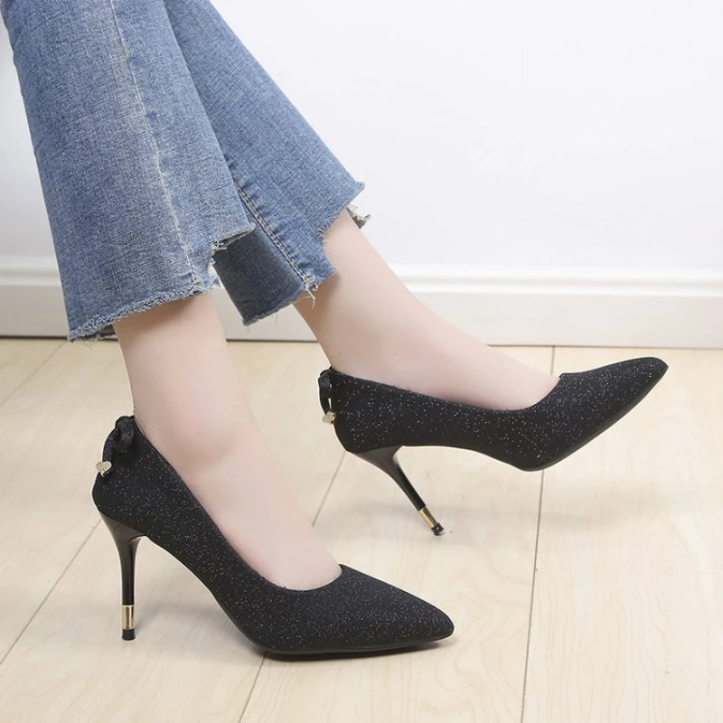 

2022 Sexy Women Pumps Spring/Autumn High heels Pointed Toe black Wedding Shoes Sexy High Heel shoes for Women Pumps