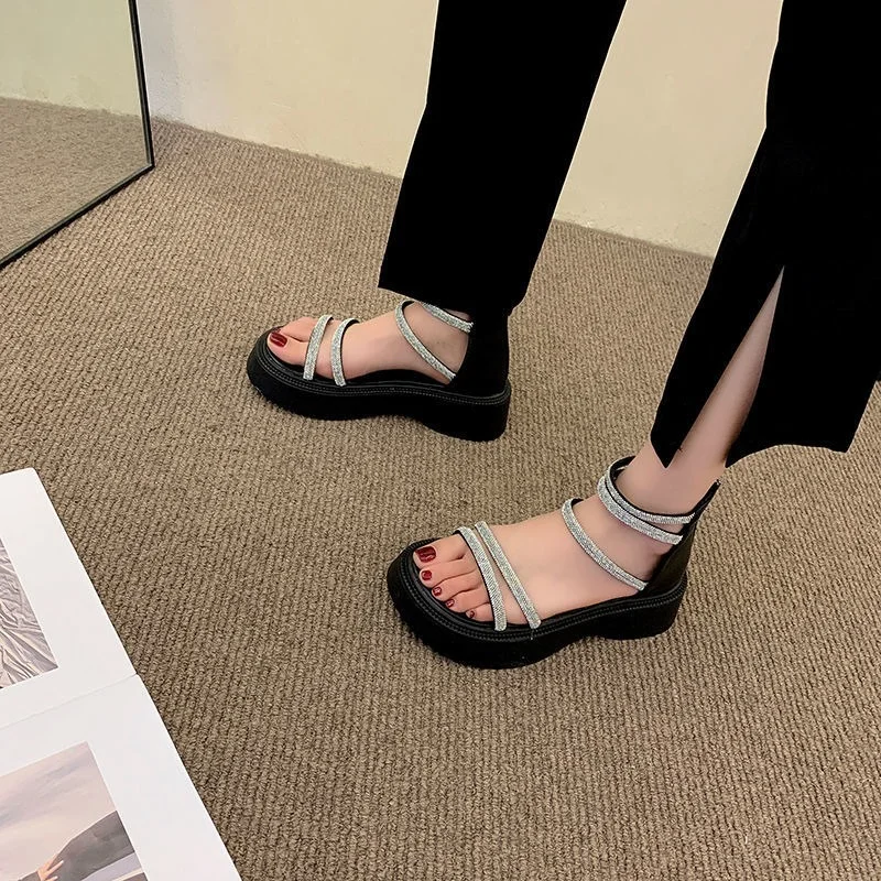 

Women Thick Bottom Gladiator Sandals Summer Chunky Bling Sneakers Fashion High Platform Slippers Wedge Heel Beach Sandalias New