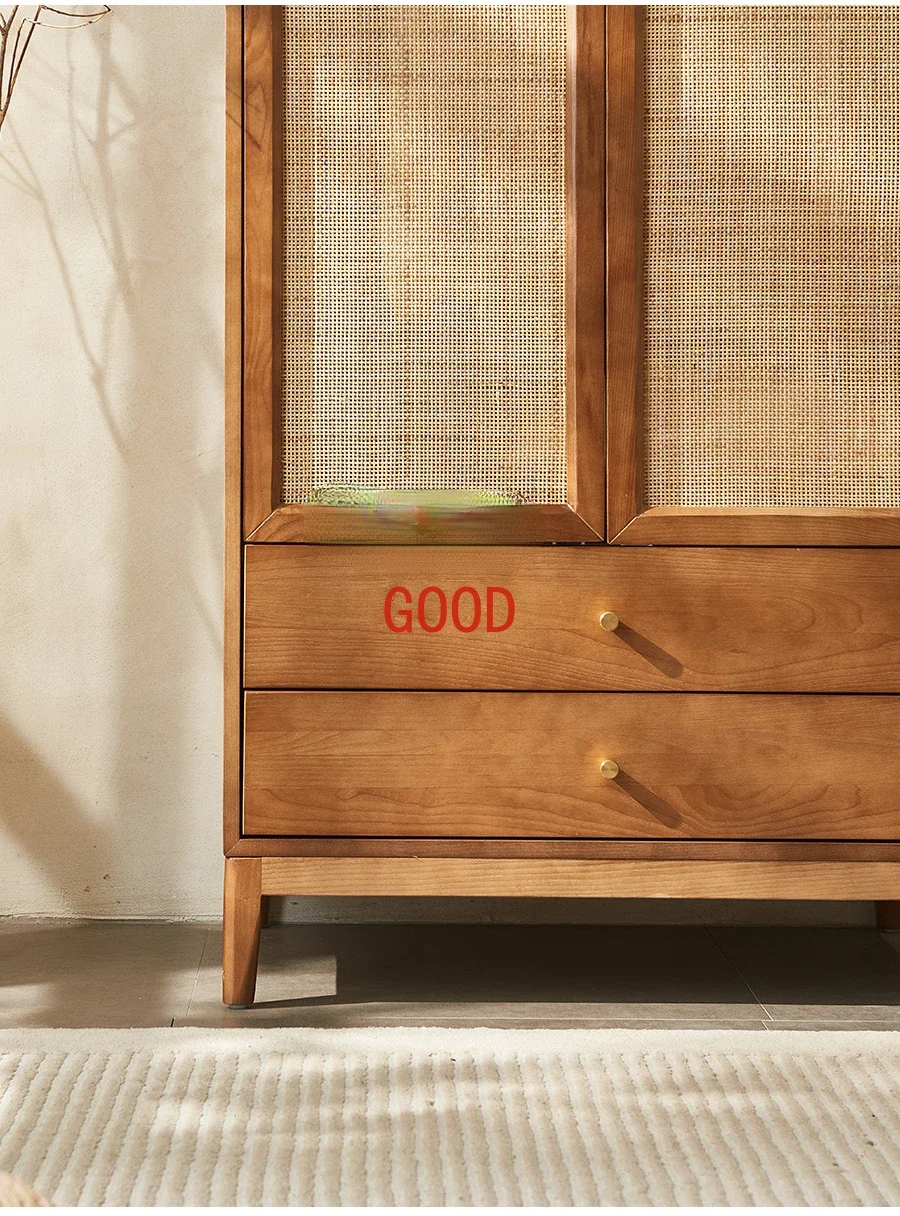 Шкаф из ротанга в скандинавском стиле простой современный шкаф массива дерева