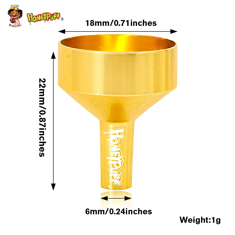 

HONEYPUFF 6mm Mini Funnel Hopper Golden Metal Filling Tools For Tobacco Weed Crush Container For Cigaretter Accessories