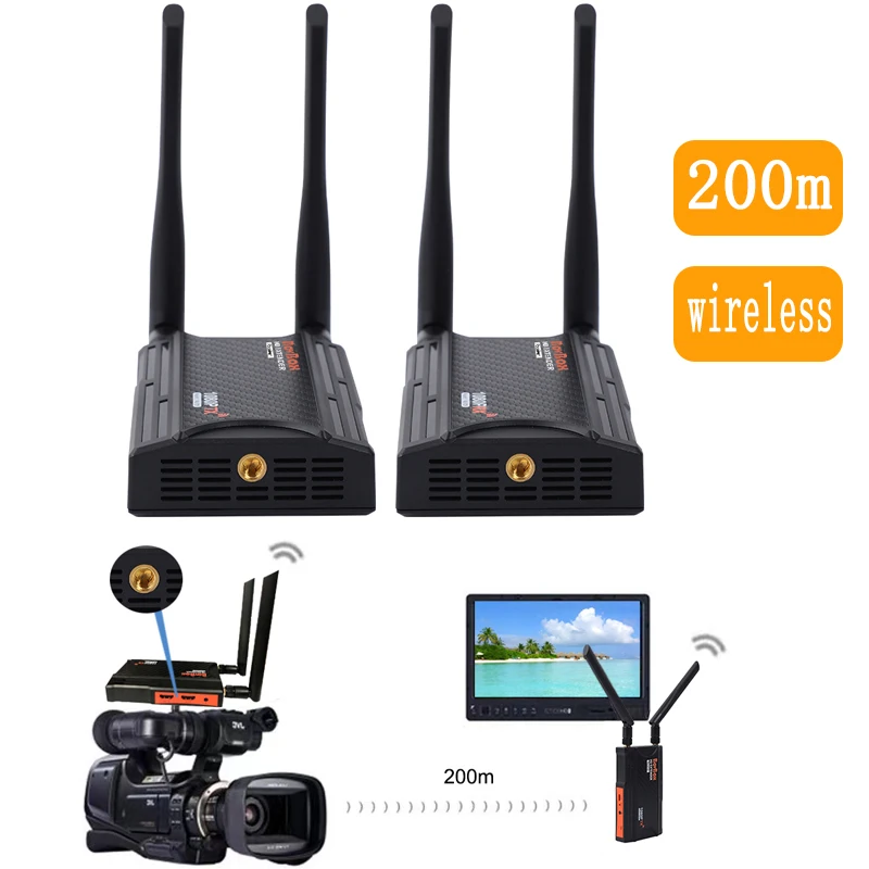 

Go 200m HDMI Extender Wireless Transmission Image Transmitter Receiver Live Streaming Transceiver for DSLR Camera Video