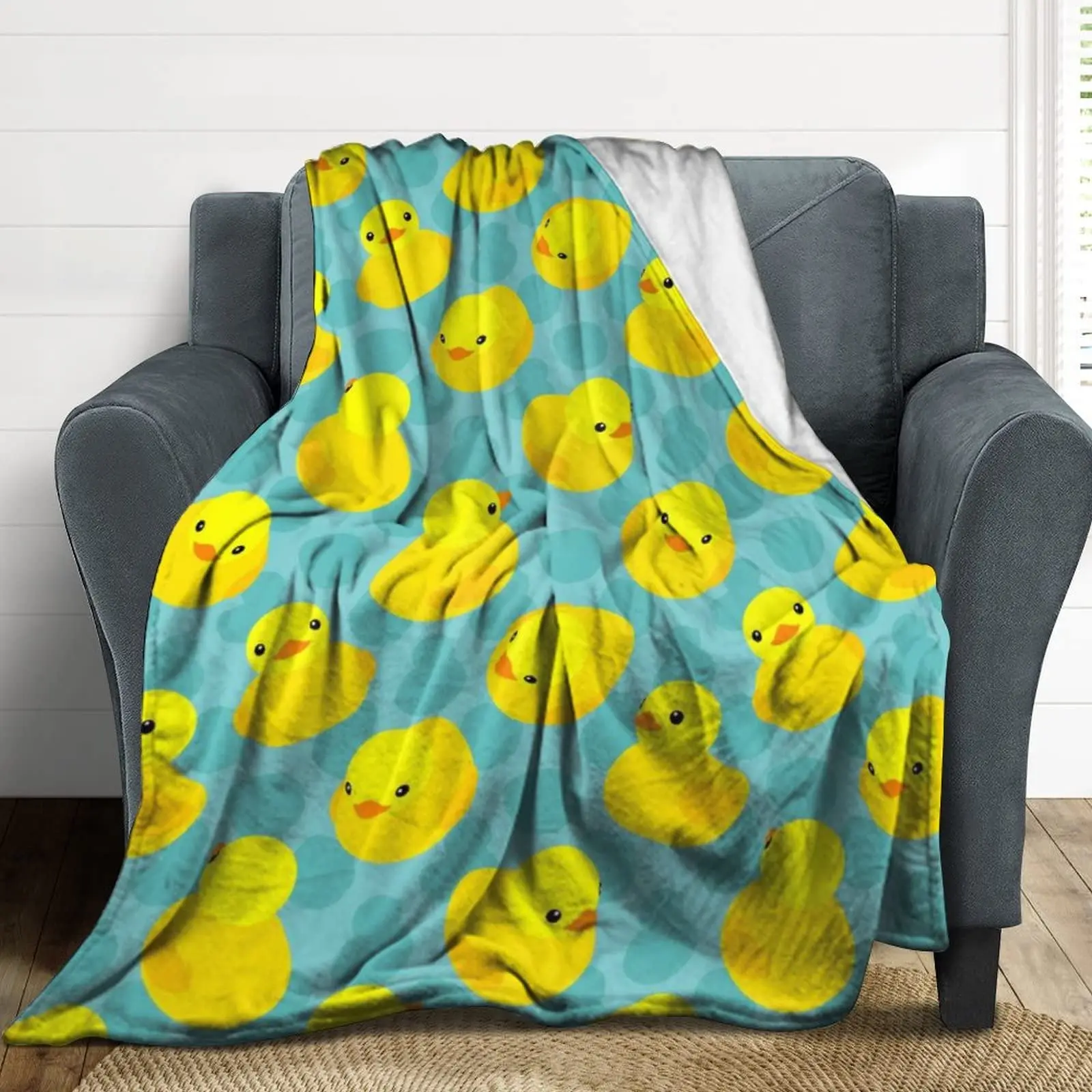 

Cute Rubber Duck Throw Blanket Ultra Soft Warm All Cartoon Ducks Decorative Blankets for Bed Chair Car Sofa Couch Season Yellow