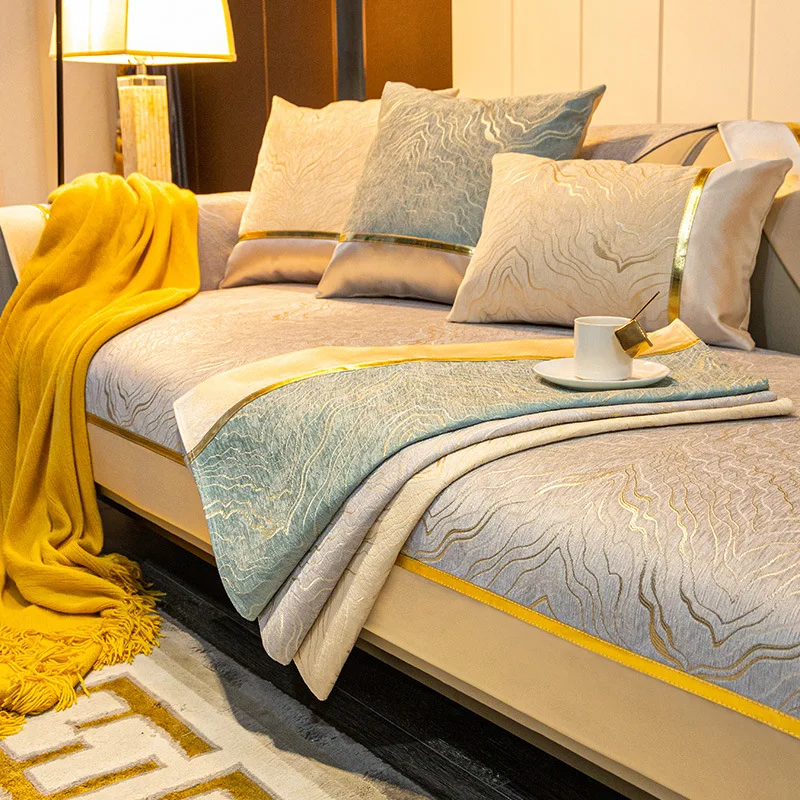 

Роскошный чехол для подушки дивана из синели всесезонный Универсальный нескользящий протектор для дивана для гостиной декоративное полот...