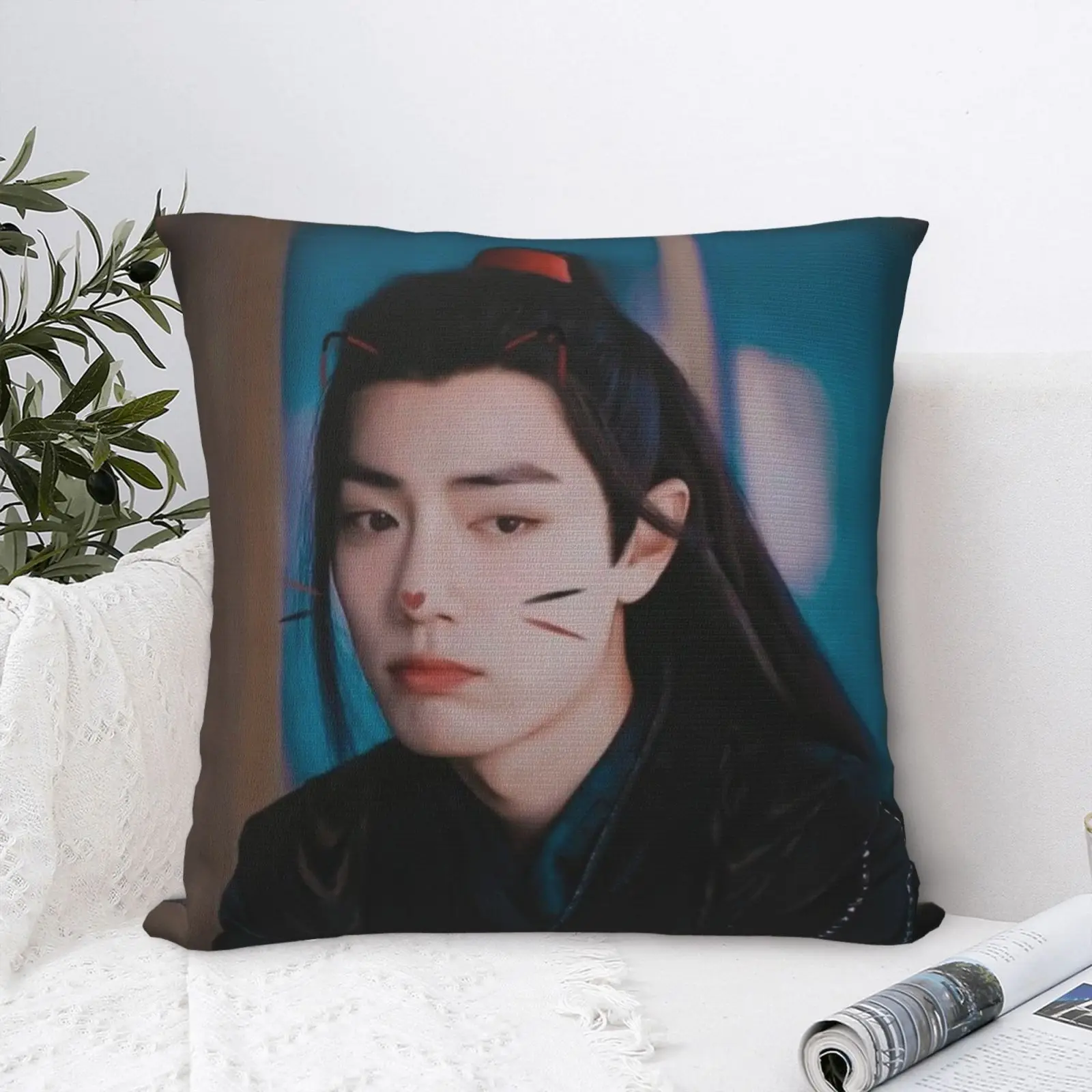 

Xiao Zhan 7 наволочка для подушки, аниме стиль, для домашнего декора, черная наволочка для подушек, декоративные подушки, Современный домашний де...