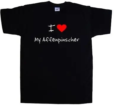 Футболка с надписью I Love Heart My Affenpinscher