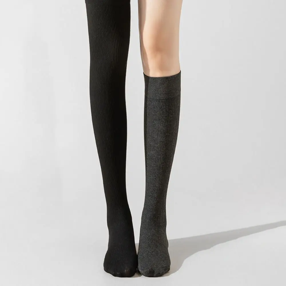 Толстые однотонные чулки выше колена из искусственного хлопка в студенческом