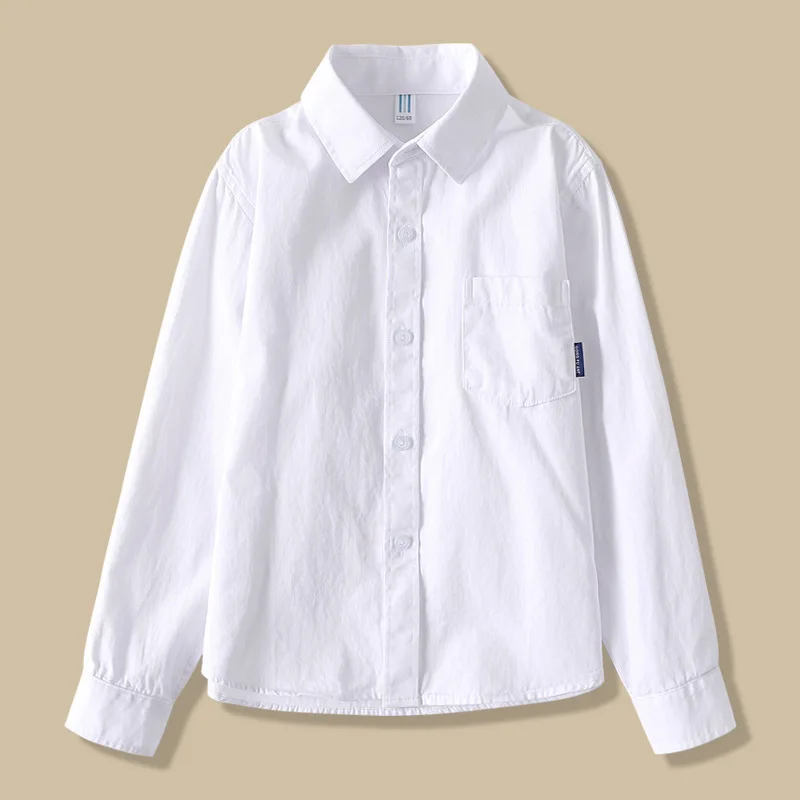 

Kids Clothes Girls 8 To 12 Cotton Children Long Sleeve White Shirts Primary School Uniform for Teenage Boys Button Tops 6-16Yrs