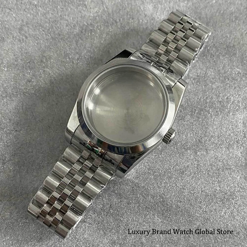 PORSTIER New 36mm Sapphire Glass Waterproof Silver Watch Case Stainless Steel Polished Case Fit Janpan NH35/NH36/4R Movement