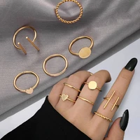 6pcs hot selling punk finger smooth ring fashion geometric jewelry opening rings set for women girls party jewelry wedding gifts