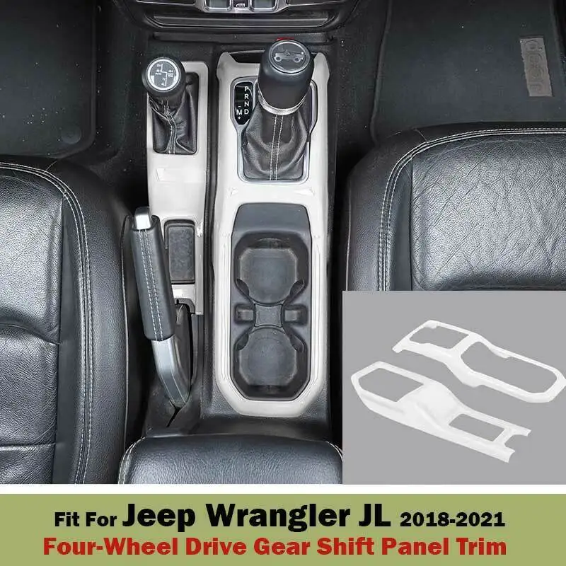 

For Jeep Wrangler JL 2018-2021 White Four-Wheel Drive Gear Shift Panel Decor 2X