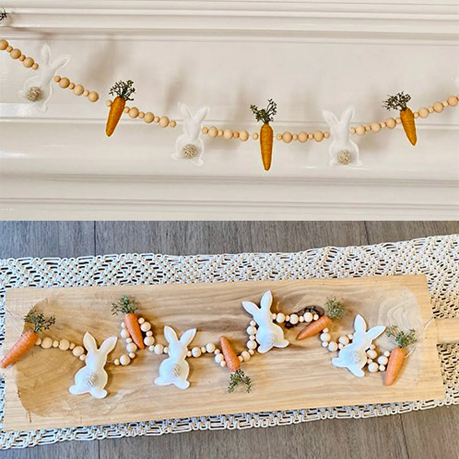 

Easter Bunny Carrots Burlap Garland Banner Rabbit Hanging Bunting Garland for Easter Spring Themed Party Decorations