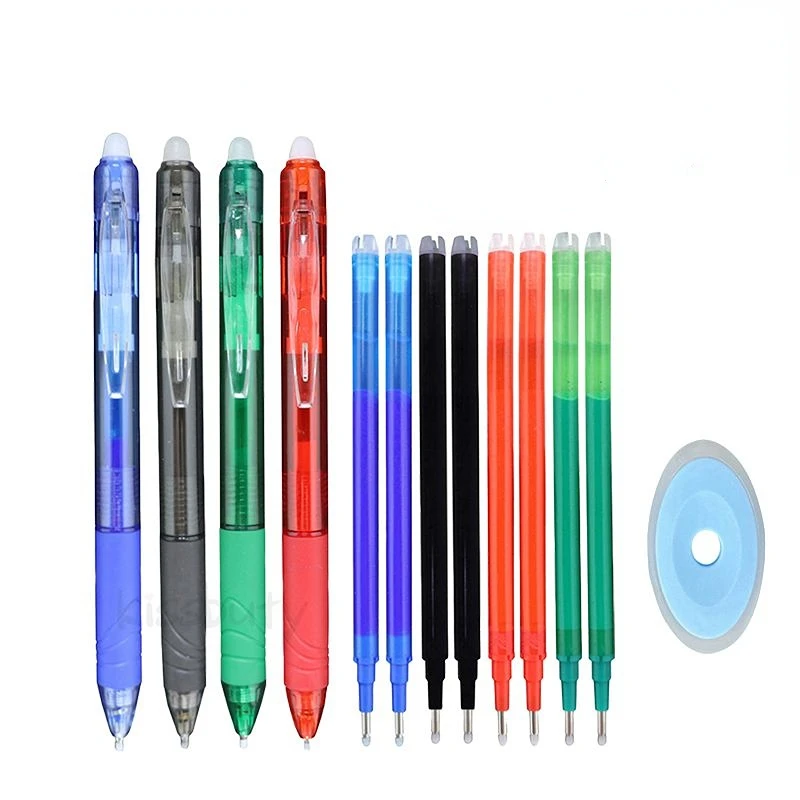 

0.7mm Magic Erasable Pen Press Gel Pen Set 8 Colors Erasable Refill Rod Gel Ink Stationery Retractable Pens Washable Handle Rod