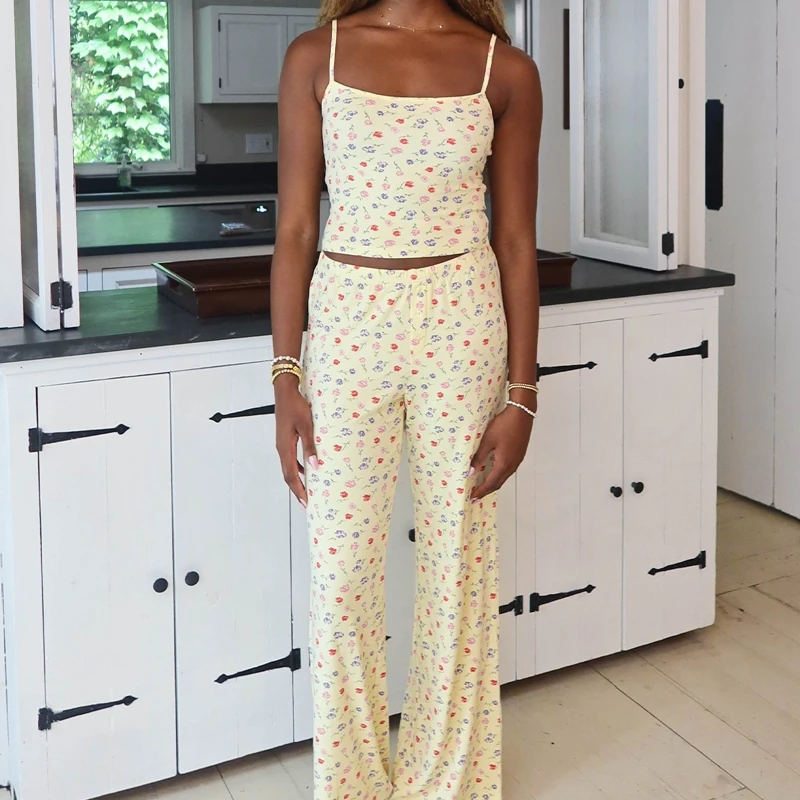 Комплект для отдыха из 2 предметов с винтажным графическим принтом летняя майка