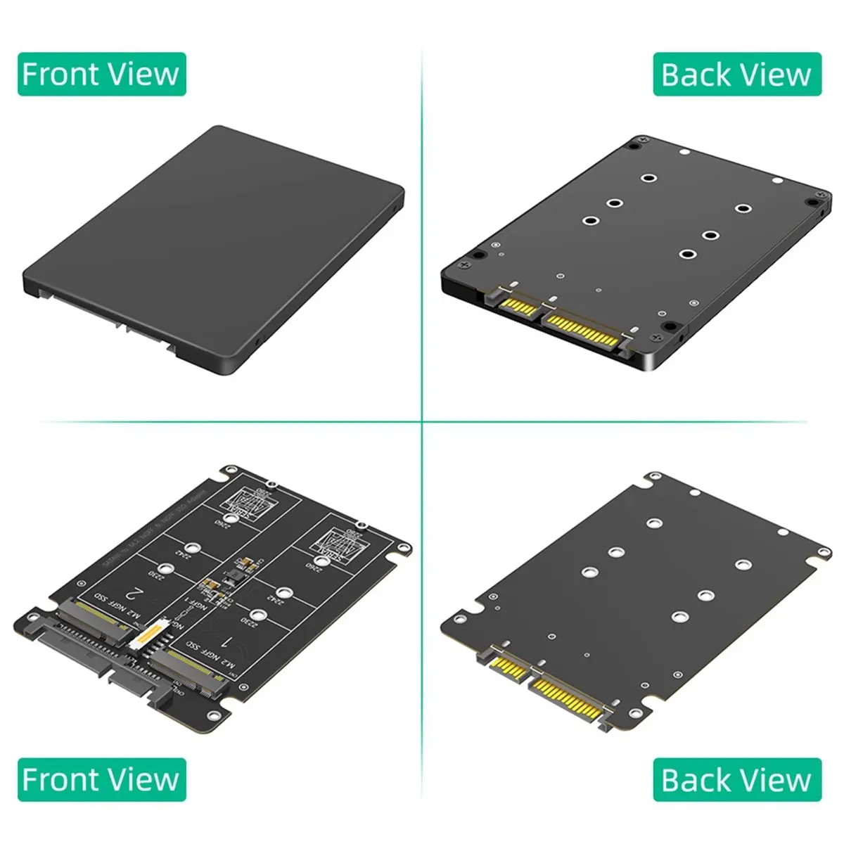 Фото Карта-конвертер DTC6 Dual M.2 B Key SSD в 2.5 SATA3 с пластиковым корпусом для замены HDD в ноутбуках и настольных ПК №4