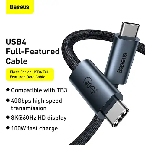 USB-кабель Baseus с портом USB Type-C, 100 Вт, 40 Гбит/с