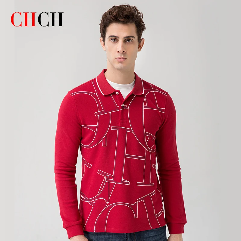 

CHCH Fashion Men's Polo Shirt Cotton Ultra-thin Soft Slim High Quality Casual Men's Long Sleeve Clothes Autumn and Winter