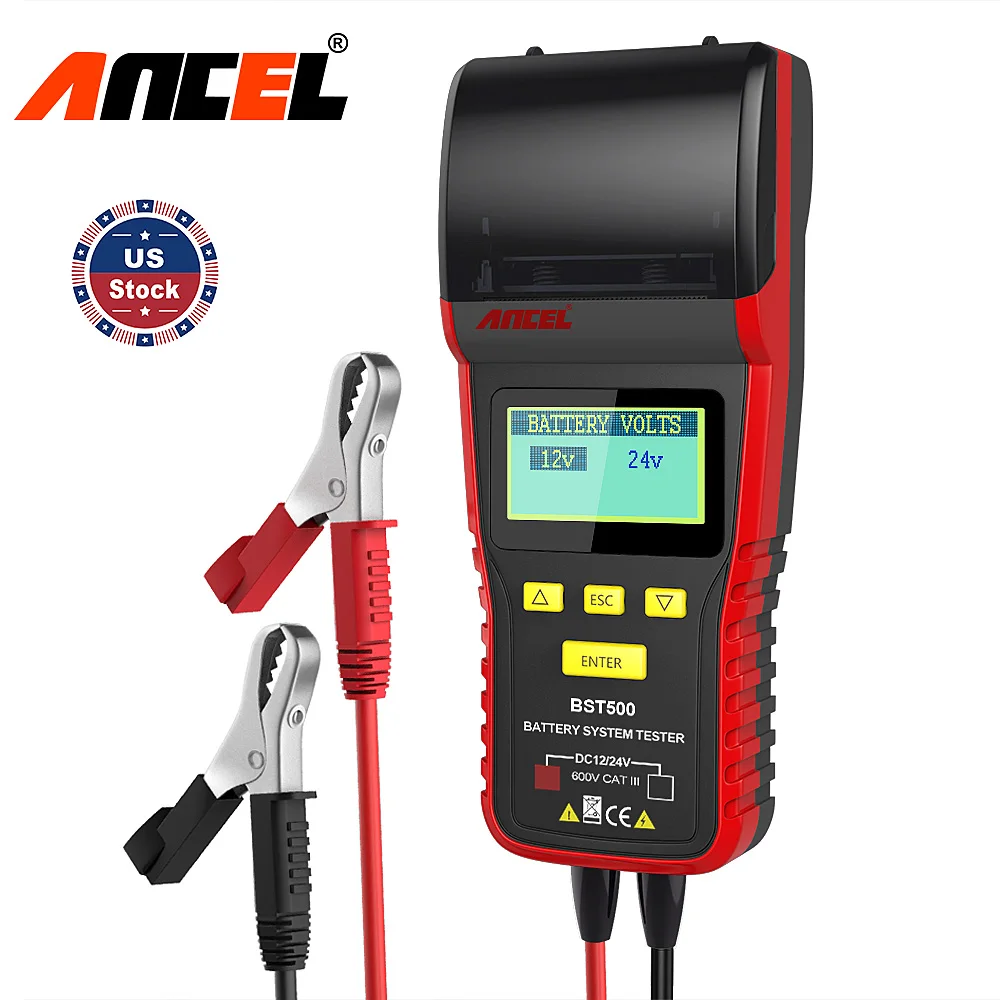 

ANCEL BST500 12V/24V 100-2000 CCA Automotive Battery Load Tester Cranking Charging System Analyzer With Printer For Car