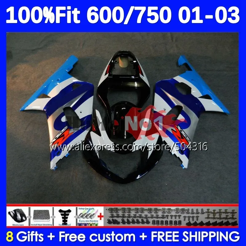 

OEM Корпус для SUZUKI GSXR 600 750 CC K1 GSXR600 14No.83 GSXR-600 GSXR750 01 02 03 2001 2002 2003 впрыскивание Обтекатели синий сток