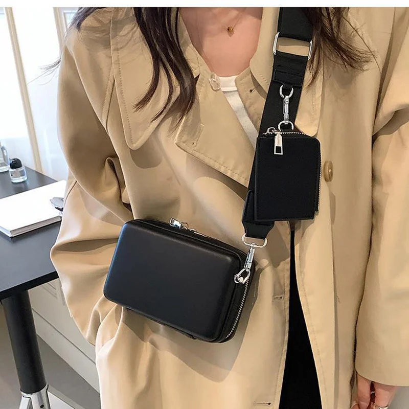 

Box Mini Crossbody Bags for Women 2023 Fashion Trend Leather Shoulder Bag Women's Designers Purse and Handbags with Wide Belt
