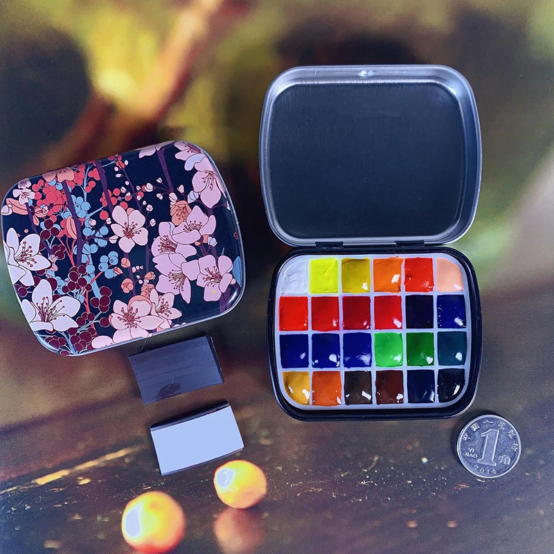 Портативная пустая Акварельная жестяная коробка 24 ячейки мини-палитра